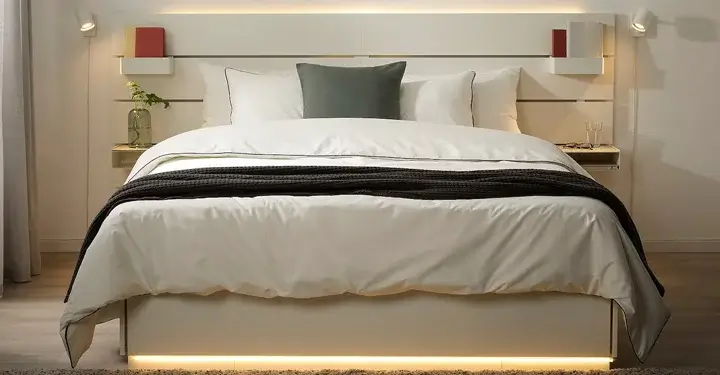 ریسه نصب شده در اطراف تخت.