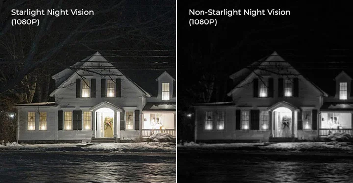 مقایسه دید در شب رنگی و سیاه سفید در دوربین های مداربسته که از یک منزل گرفته شده است.