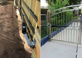 دو عدد جک بازویی تک لنگه نصب شده بر روی درب.