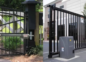 دو عدد جک بازوی و ریلی که برای ساختمان های پر تردد استفاده می شوند.